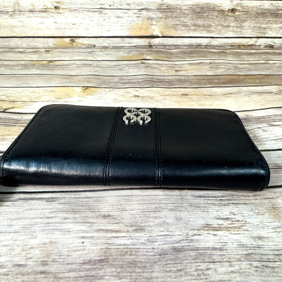 COACH Womens Black Slim Accordion Leather Zip Around Minimalist Wallet - Picture 4 of 8